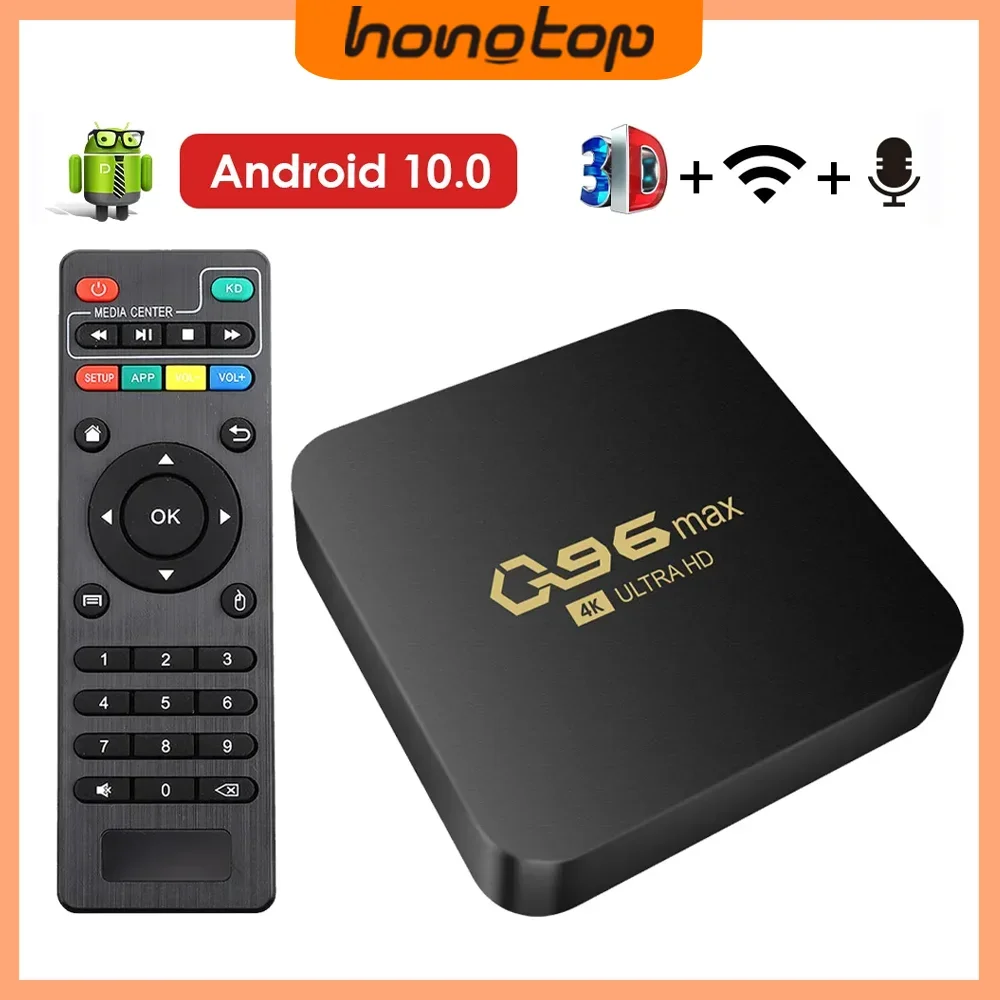HONGTOP  Ʈ TV ڽ, ȵ̵ 10.0 ̵ ÷̾,  ھ, Ʈ TV ڽ, 2.4/5G  ڽ, 4K Q96 MAX